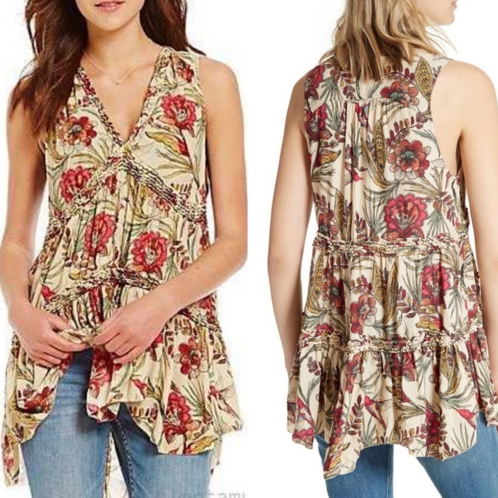 Free People Purple Haze Floral Tunic M